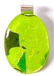 Two Tone Green Fused Glass Pendant 